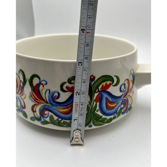 Vtg Villeroy & Boch Rooster Design Fondue Pot With Glass Insert & Lid Porcelain - Picture 8 of 16